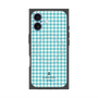 プレミアムスクエアケース with MagSafe［ Houndstooth Pattern Blue with LANVIN en Bleu logo- ランバン 千鳥格子柄 ブルー ］