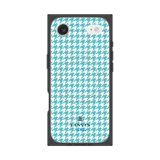 プレミアムスクエアケース with MagSafe［ Houndstooth Pattern Blue with LANVIN en Bleu logo- ランバン 千鳥格子柄 ブルー ］