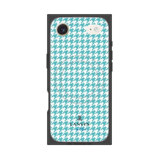 プレミアムスクエアケース with MagSafe［ Houndstooth Pattern Blue with LANVIN en Bleu logo- ランバン 千鳥格子柄 ブルー ］