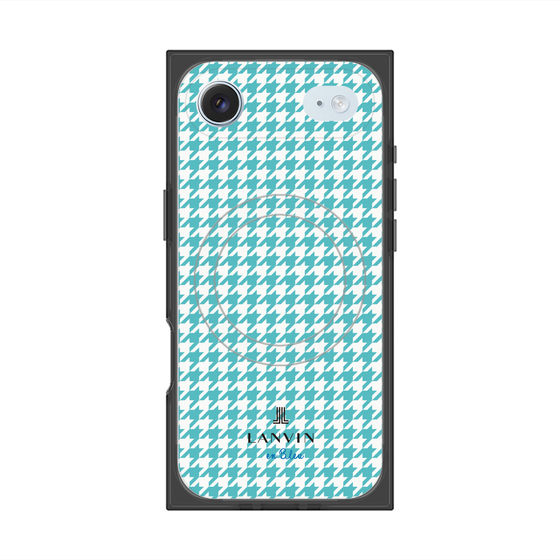 プレミアムスクエアケース with MagSafe［ Houndstooth Pattern Blue with LANVIN en Bleu logo- ランバン 千鳥格子柄 ブルー ］