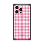 プレミアムスクエアケース with MagSafe［ Houndstooth Pattern Pink with LANVIN en Bleu logo- ランバン 千鳥格子柄 ピンク ］