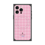 プレミアムスクエアケース with MagSafe［ Houndstooth Pattern Pink with LANVIN en Bleu logo- ランバン 千鳥格子柄 ピンク ］