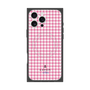 プレミアムスクエアケース with MagSafe［ Houndstooth Pattern Pink with LANVIN en Bleu logo- ランバン 千鳥格子柄 ピンク ］