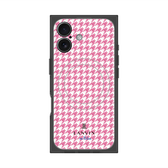 プレミアムスクエアケース with MagSafe［ Houndstooth Pattern Pink with LANVIN en Bleu logo- ランバン 千鳥格子柄 ピンク ］