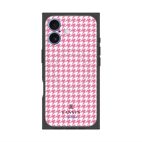 プレミアムスクエアケース with MagSafe［ Houndstooth Pattern Pink with LANVIN en Bleu logo- ランバン 千鳥格子柄 ピンク ］