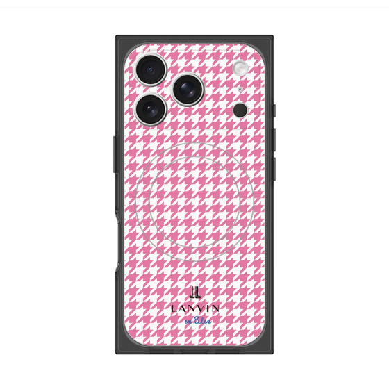 プレミアムスクエアケース with MagSafe［ Houndstooth Pattern Pink with LANVIN en Bleu logo- ランバン 千鳥格子柄 ピンク ］