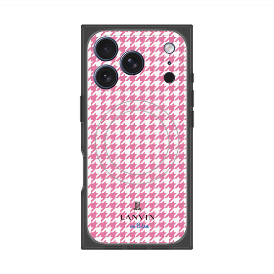 プレミアムスクエアケース with MagSafe［ Houndstooth Pattern Pink with LANVIN en Bleu logo- ランバン 千鳥格子柄 ピンク ］