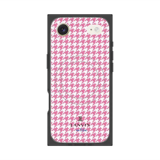 プレミアムスクエアケース with MagSafe［ Houndstooth Pattern Pink with LANVIN en Bleu logo- ランバン 千鳥格子柄 ピンク ］
