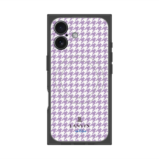 プレミアムスクエアケース with MagSafe［ Houndstooth Pattern Purple -with LANVIN en Bleu logo ランバン 千鳥格子柄 パープル ］