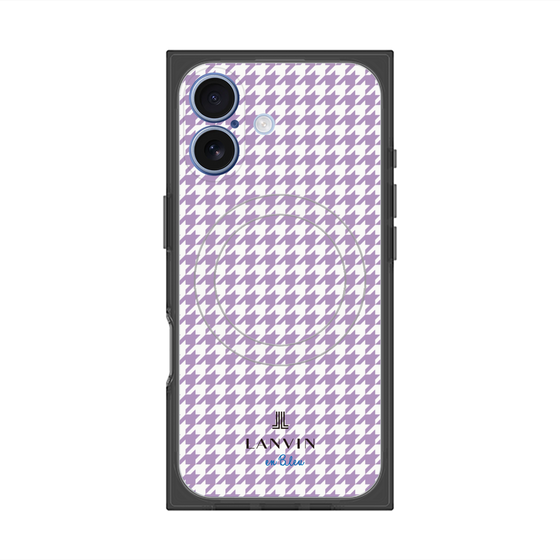 プレミアムスクエアケース with MagSafe［ Houndstooth Pattern Purple -with LANVIN en Bleu logo ランバン 千鳥格子柄 パープル ］