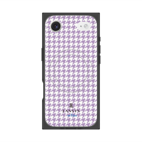 プレミアムスクエアケース with MagSafe［ Houndstooth Pattern Purple -with LANVIN en Bleu logo ランバン 千鳥格子柄 パープル ］