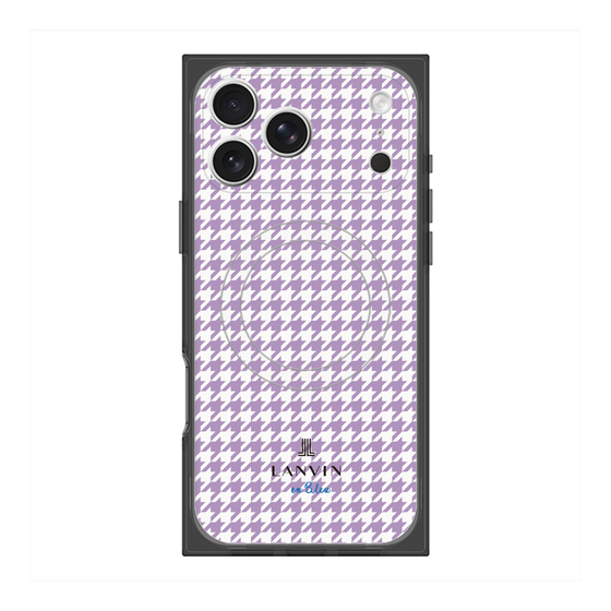 プレミアムスクエアケース with MagSafe［ Houndstooth Pattern Purple -with LANVIN en Bleu logo ランバン 千鳥格子柄 パープル ］