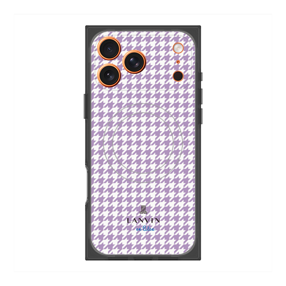 プレミアムスクエアケース with MagSafe［ Houndstooth Pattern Purple -with LANVIN en Bleu logo ランバン 千鳥格子柄 パープル ］