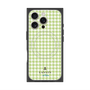 プレミアムスクエアケース with MagSafe［ Houndstooth Pattern Green with LANVIN en Bleu logo- ランバン 千鳥格子柄 グリーン ］