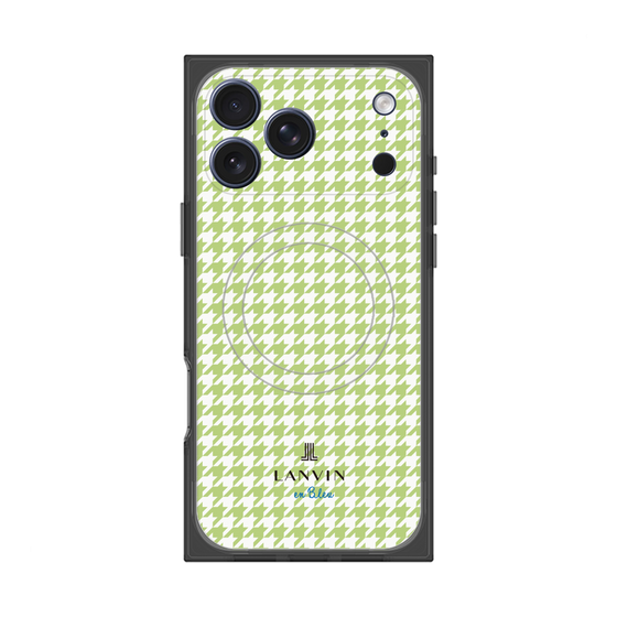 プレミアムスクエアケース with MagSafe［ Houndstooth Pattern Green with LANVIN en Bleu logo- ランバン 千鳥格子柄 グリーン ］