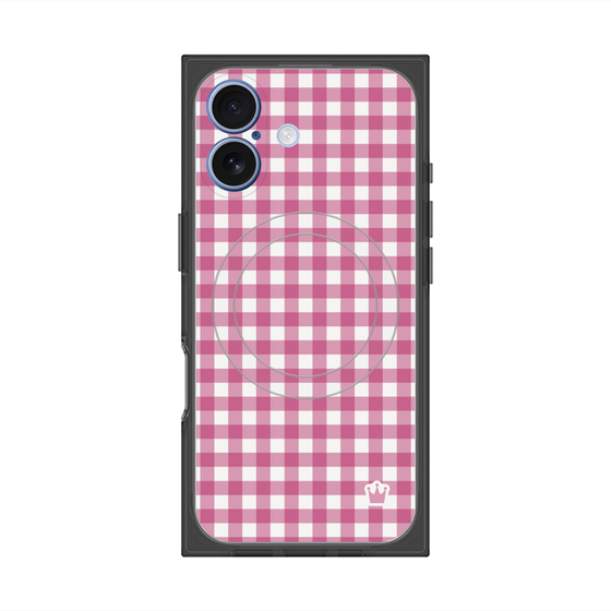 プレミアムスクエアケース with MagSafe［ Checkered Pink - ギンガムチェック ピンク ］
