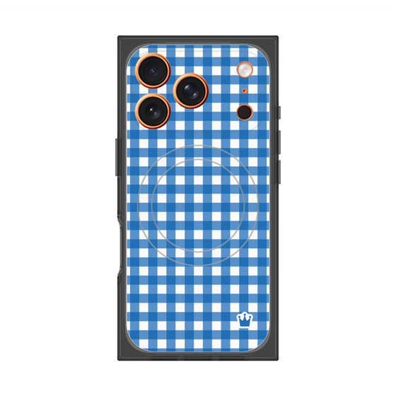 プレミアムスクエアケース with MagSafe［ Checkered Blue - ギンガムチェック ブルー ］