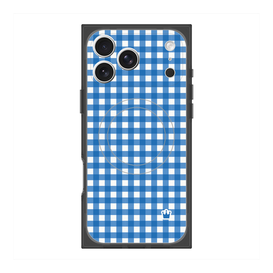 プレミアムスクエアケース with MagSafe［ Checkered Blue - ギンガムチェック ブルー ］