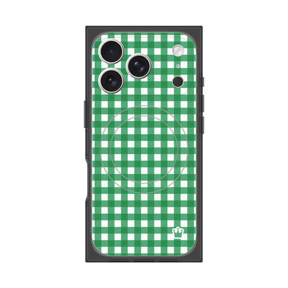 プレミアムスクエアケース with MagSafe［ Checkered Green - ギンガムチェック グリーン ］