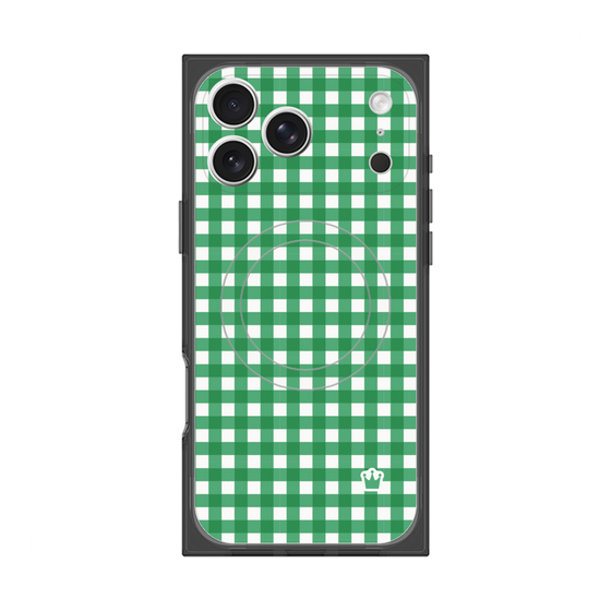 プレミアムスクエアケース with MagSafe［ Checkered Green - ギンガムチェック グリーン ］