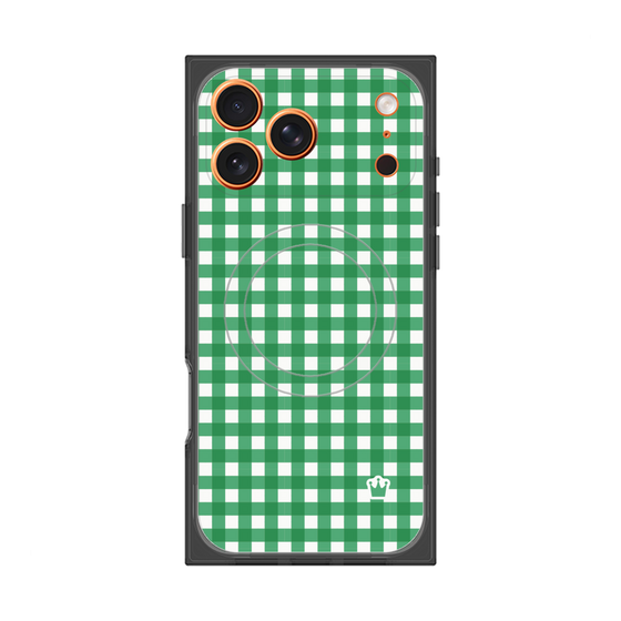 プレミアムスクエアケース with MagSafe［ Checkered Green - ギンガムチェック グリーン ］