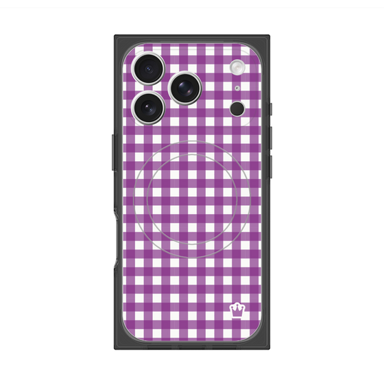 プレミアムスクエアケース with MagSafe［ Checkered Purple - ギンガムチェック パープル ］