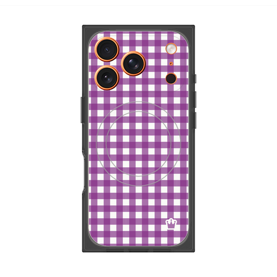 プレミアムスクエアケース with MagSafe［ Checkered Purple - ギンガムチェック パープル ］