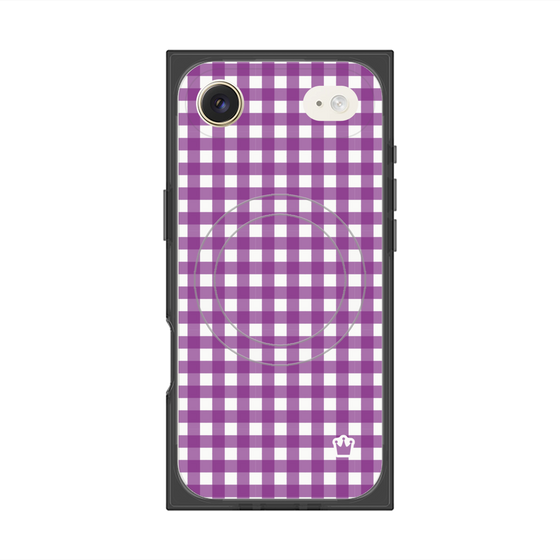 プレミアムスクエアケース with MagSafe［ Checkered Purple - ギンガムチェック パープル ］