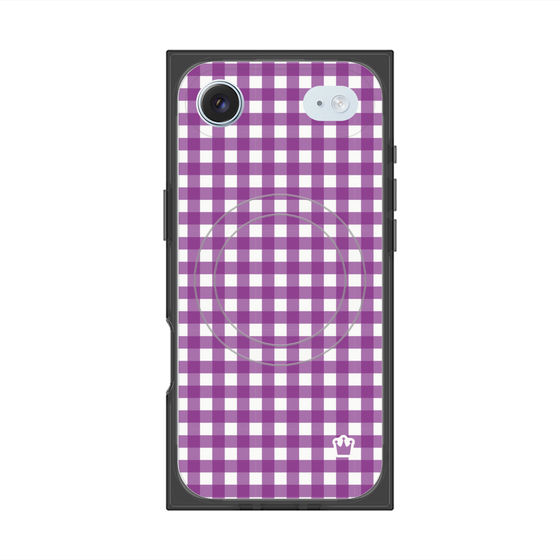 プレミアムスクエアケース with MagSafe［ Checkered Purple - ギンガムチェック パープル ］
