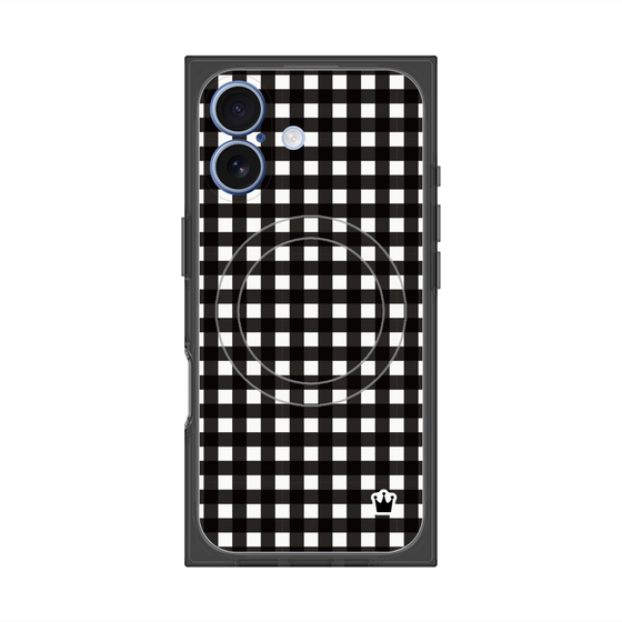 プレミアムスクエアケース with MagSafe［ Checkered Purple - ギンガムチェック ブラック ］