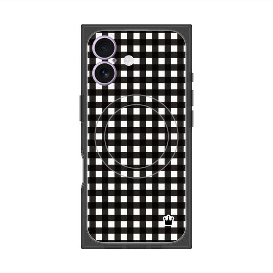 プレミアムスクエアケース with MagSafe［ Checkered Purple - ギンガムチェック ブラック ］