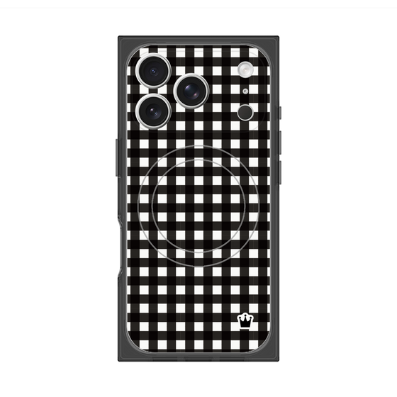 プレミアムスクエアケース with MagSafe［ Checkered Purple - ギンガムチェック ブラック ］