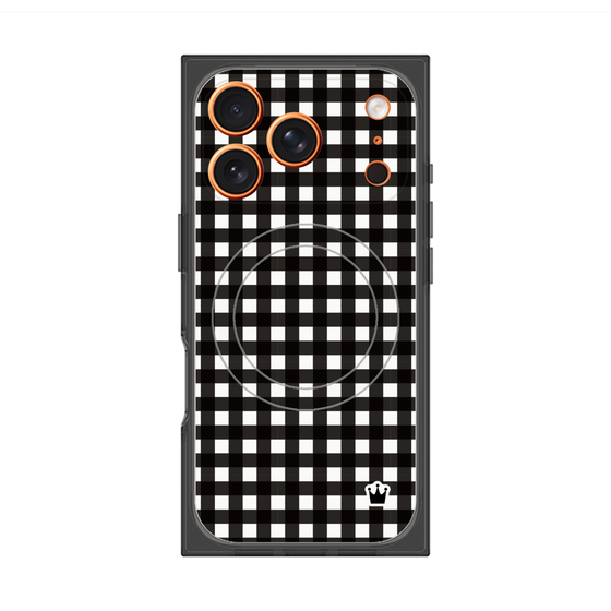 プレミアムスクエアケース with MagSafe［ Checkered Purple - ギンガムチェック ブラック ］