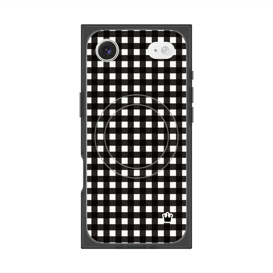 プレミアムスクエアケース with MagSafe［ Checkered Purple - ギンガムチェック ブラック ］