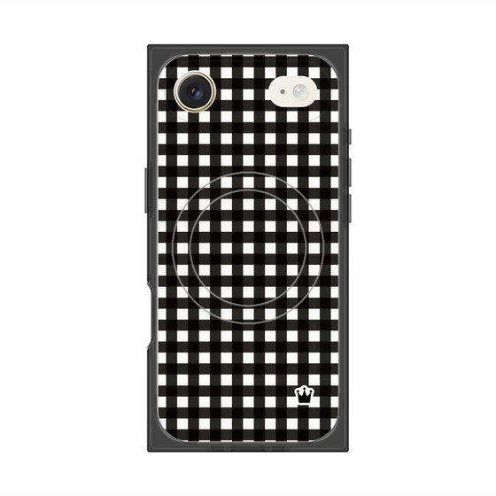 プレミアムスクエアケース with MagSafe［ Checkered Purple - ギンガムチェック ブラック ］