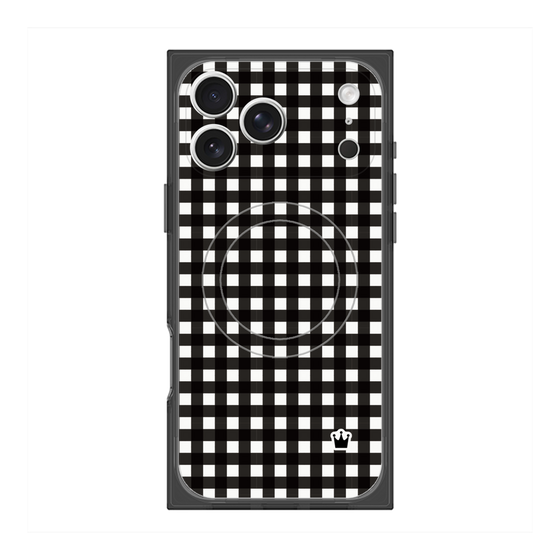 プレミアムスクエアケース with MagSafe［ Checkered Purple - ギンガムチェック ブラック ］