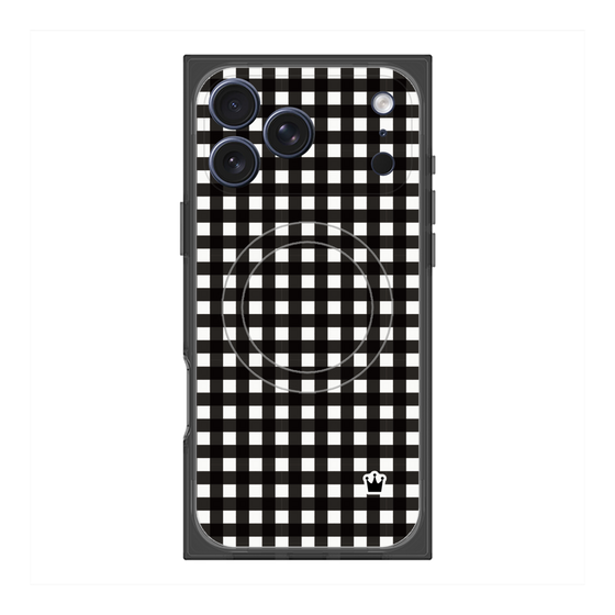 プレミアムスクエアケース with MagSafe［ Checkered Purple - ギンガムチェック ブラック ］