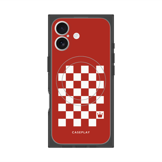 プレミアムスクエアケース with MagSafe［ Racing checkered flag Red - レーシングチェッカーフラッグ レッド ］