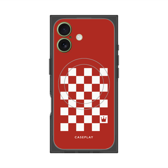 プレミアムスクエアケース with MagSafe［ Racing checkered flag Red - レーシングチェッカーフラッグ レッド ］