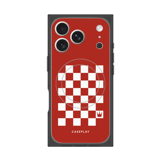 プレミアムスクエアケース with MagSafe［ Racing checkered flag Red - レーシングチェッカーフラッグ レッド ］