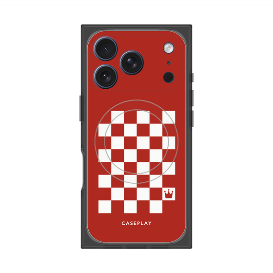 プレミアムスクエアケース with MagSafe［ Racing checkered flag Red - レーシングチェッカーフラッグ レッド ］