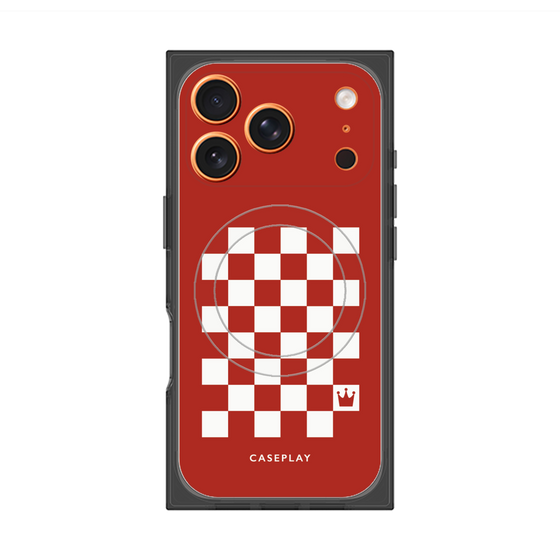 プレミアムスクエアケース with MagSafe［ Racing checkered flag Red - レーシングチェッカーフラッグ レッド ］