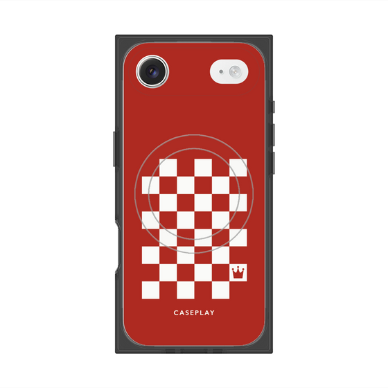 プレミアムスクエアケース with MagSafe［ Racing checkered flag Red - レーシングチェッカーフラッグ レッド ］