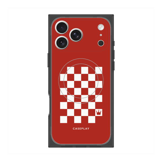 プレミアムスクエアケース with MagSafe［ Racing checkered flag Red - レーシングチェッカーフラッグ レッド ］