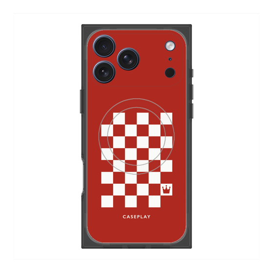 プレミアムスクエアケース with MagSafe［ Racing checkered flag Red - レーシングチェッカーフラッグ レッド ］