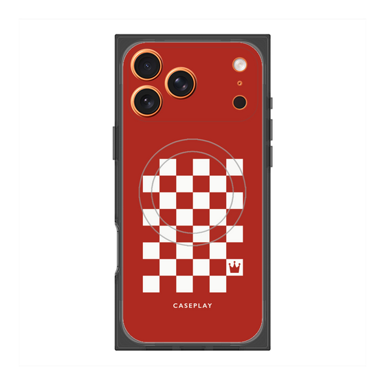 プレミアムスクエアケース with MagSafe［ Racing checkered flag Red - レーシングチェッカーフラッグ レッド ］