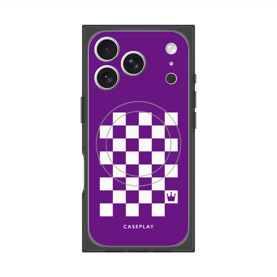 プレミアムスクエアケース with MagSafe［ Racing checkered flag Purple - レーシングチェッカーフラッグ パープル ］