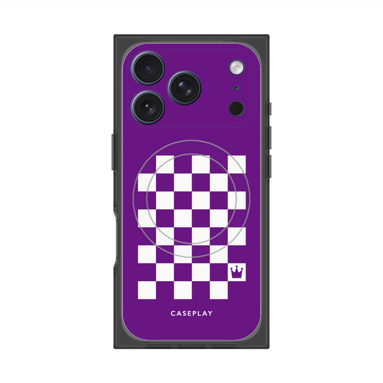 プレミアムスクエアケース with MagSafe［ Racing checkered flag Purple - レーシングチェッカーフラッグ パープル ］