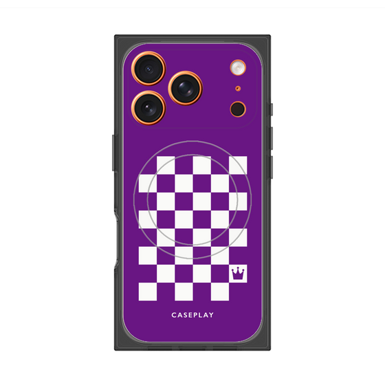 プレミアムスクエアケース with MagSafe［ Racing checkered flag Purple - レーシングチェッカーフラッグ パープル ］