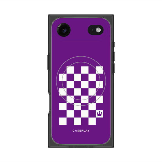プレミアムスクエアケース with MagSafe［ Racing checkered flag Purple - レーシングチェッカーフラッグ パープル ］